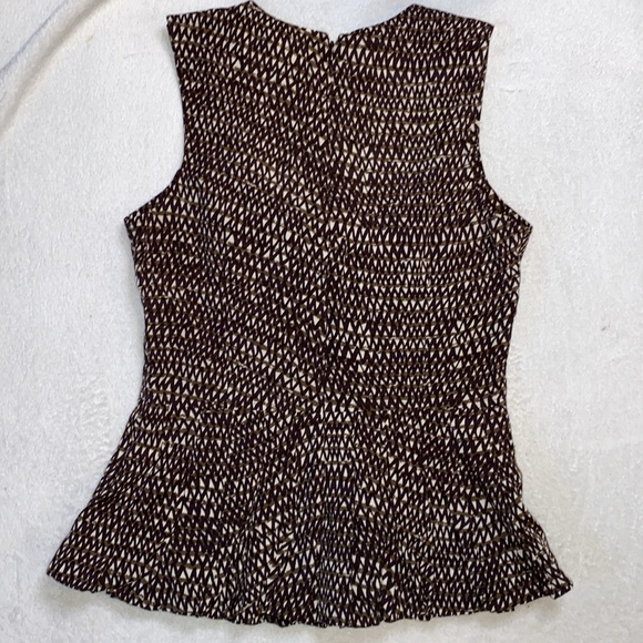 Tracy Reese structured peplum brown tan abstract silk blend bustier top S - Picture 6 of 13
